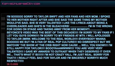 Kanye West – Apologizes To Taylor Swift