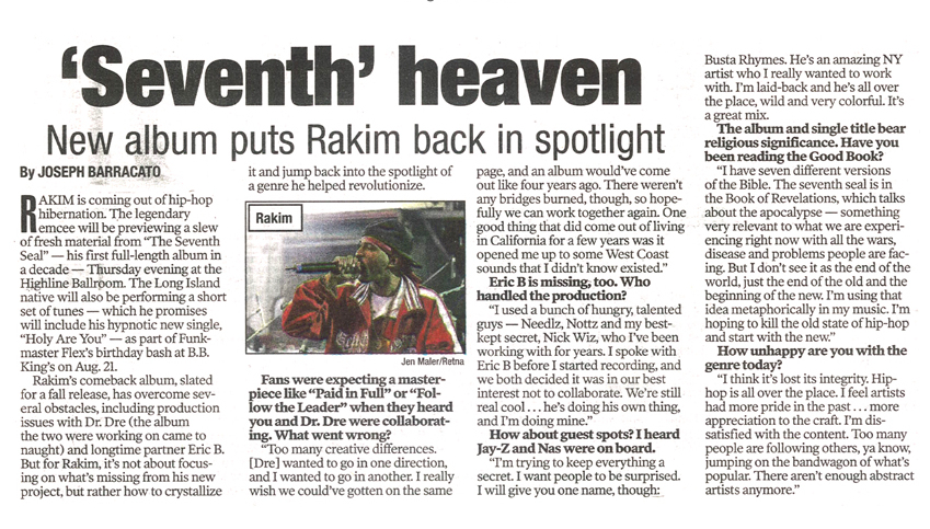 Rakim Featured In NY Post